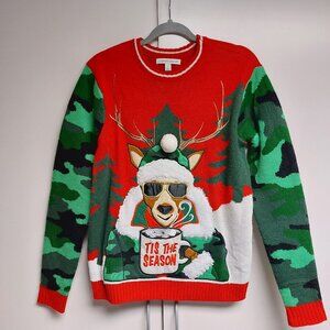 Celebrate Together Reindeer Camouflage Men's Ugly Christmas Sweater (Small)